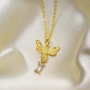 Bright Gold Bee Necklace
